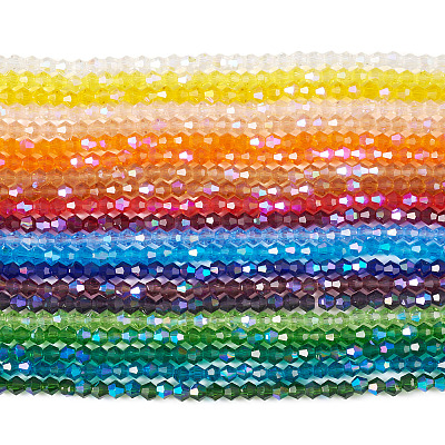 21 Strands 21 Colors Transparent Electroplate Glass Beads Strands GLAA-TA0004-23-1
