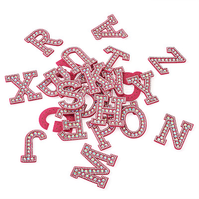 Alphabet Resin Rhinestone Patches DIY-TAC0005-45C-1