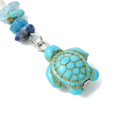 Sea Turtle Synthetic Turquoise Pendant Decorations HJEW-JM02142-01-1