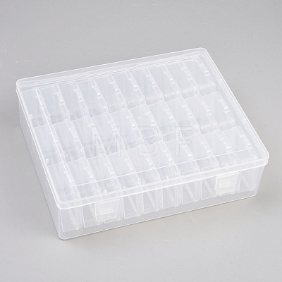 Rectangle Plastic Organizer Storage Boxes with 30Pcs Mini Square Nail Art Small Items Cases CON-WH0095-157-1