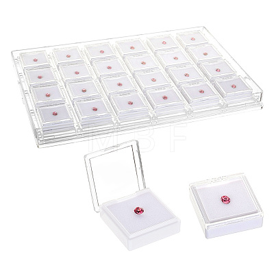 24-Grid Transparent Acrylic Loose Diamond Package Organizer Boxes CON-WH0085-207A-1