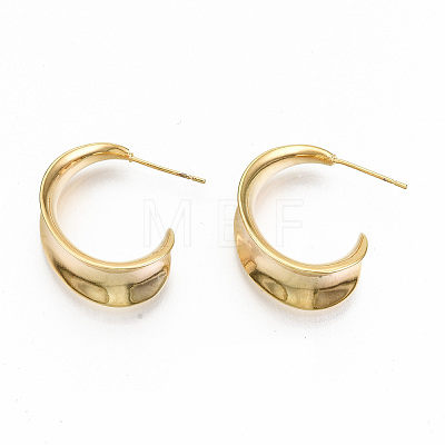 Semicircular Brass Stud Earrings KK-T062-39G-NF-1