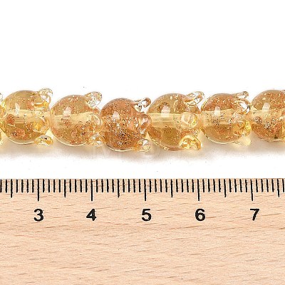 Gold Sand Lampwork Beads Strands LAMP-P069-02A-08-1