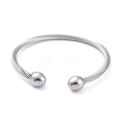 304 Stainless Steel Cuff Bangles BJEW-M284-12-1