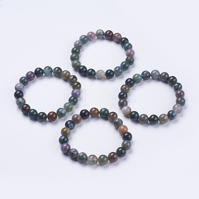 Natural Indian Agate Beaded Stretch Bracelets BJEW-I253-10mm-11-1