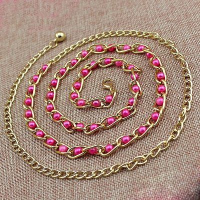 Alloy & Plastic Round Beads Twisted Belly Chains WGB594E-08-1