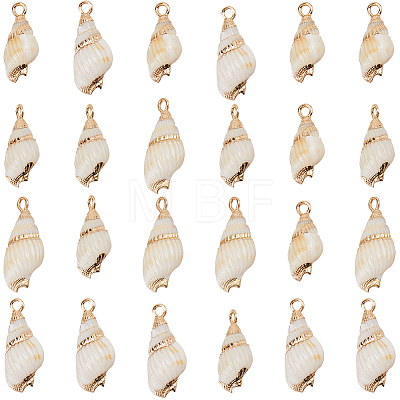 30Pcs Electroplated Spiral Shell Pendants SSHEL-SC0001-29B-1