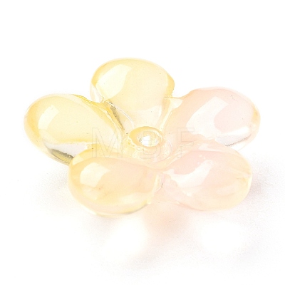 Transparent Baking Painted Glass Bead Caps X-GLAA-A002-03-1