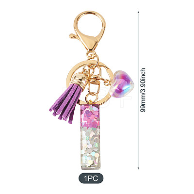 Alloy Resin Heart Keychains KEYC-TADJ0002-01G-I-1