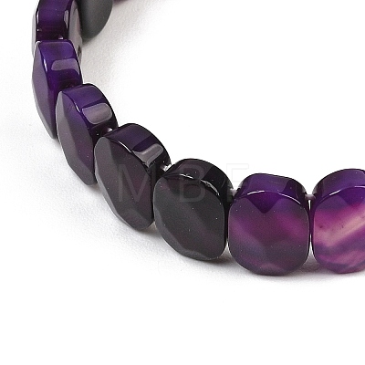 Dyed & Heated Natural Agate Oval Beaded Stretch Bracelet G-E010-01-25-1