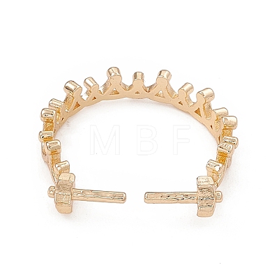 Rack Plating Brass Open Cuff Ring Settings X-KK-G455-14G-1
