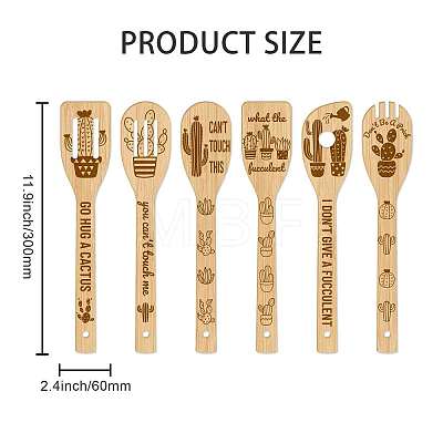 6Pcs Bamboo Spoons & Knifes & Forks AJEW-WH0411-004-1