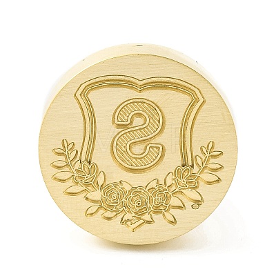 Golden Tone Round Wax Seal Brass Stamp Heads AJEW-Z034-02G-S-1