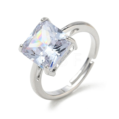 Brass & Clear Cubic Zirconia Finger Rings CU-CBA7E55-13P-1