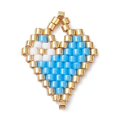 Beaded Heart Charms PALLOY-MZ01147-02-1
