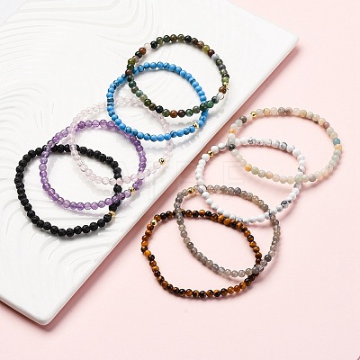 Natural/Synthetic Gemstone Stretch Bracelets Sets BJEW-JB03797-1