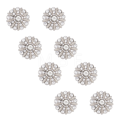 SUPERFINDINGS 8Pcs 1-Hole Alloy Rhinestone Shank Buttons FIND-FH0008-86P-1