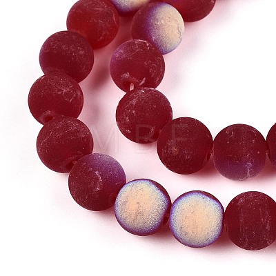 Frosted Transparent Glass Beads Strands GLAA-T032-T8mm-MBB20-1
