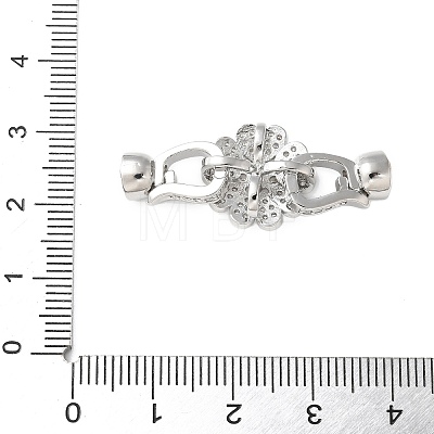 Brass Micro Pave Clear Cubic Zirconia Fold Over Clasps KK-P290-18P-1