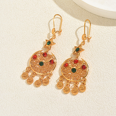 Moon with Star Alloy Chandelier Earrings KY9865-1