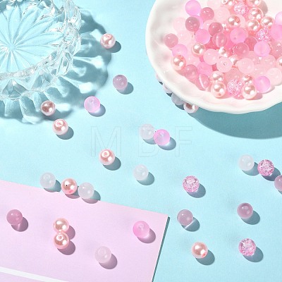 100Pcs Transparent Frosted Glass Beads Strands GLAA-CJ0002-07-1