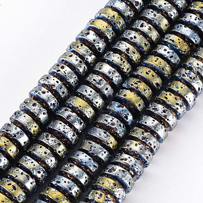 Electroplated Natural Lava Rock Beads Strands G-T114-69H-1