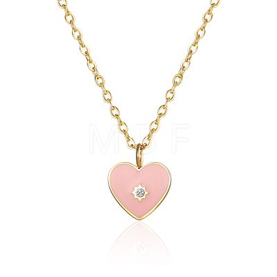 Sweet Pink Heart Pendant Necklace for Women UK9775-1-1