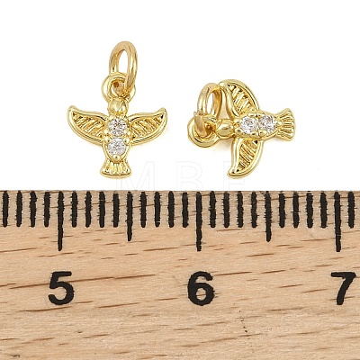 Brass Micro Pave Clear Cubic Zirconia Charms KK-D218-24G-02-1