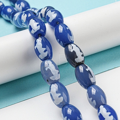 Blue Tibetan Style dZi Beads Strands TDZI-NH0001-C05-01-1