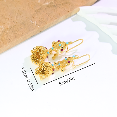 Vintage Ethnic Bell Brass Hoop Earrings VD5879-1