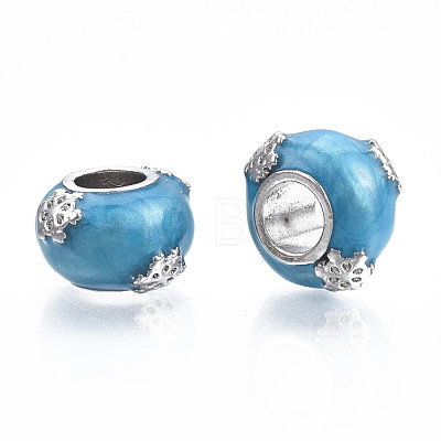 Rack Plating Alloy Enamel European Beads MPDL-N039-087-1