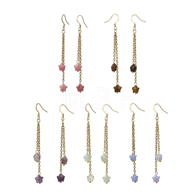 Star Natural & Synthetic Mixed Stones Earrings for Women EJEW-JE07130-1