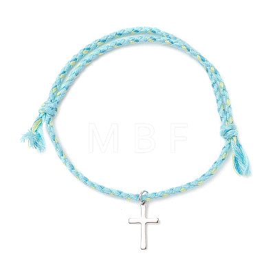 201 Stainless Steel Cross Charm Bracelets BJEW-JB13463-1