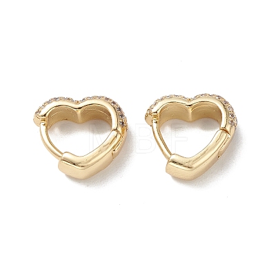 Heart Clear Cubic Zirconia Hoop Earrings EJEW-M216-03G-1