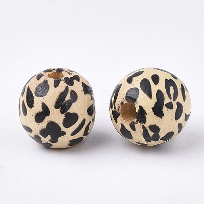 Printed Natural Wood Beads WOOD-S053-39-1