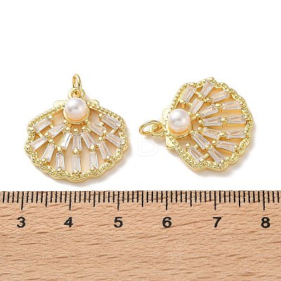 Brass Micro Pave Clear Cubic Zirconia Charms KK-P351-03B-G-1