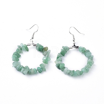 Natural Green Aventurine Dangle Earrings EJEW-E255-D11-1