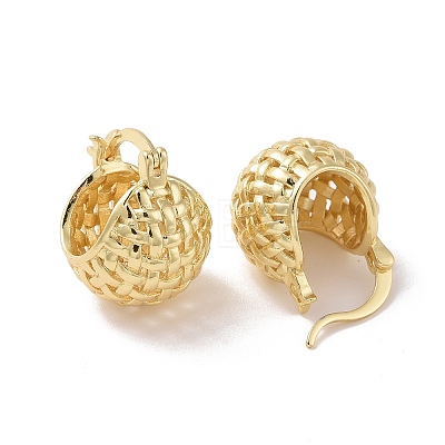 Rack Plating Brass Basket Hoop Earrings for Women EJEW-G315-09G-1