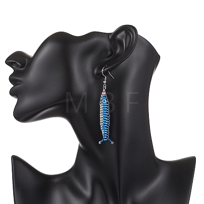 Pacific Saury Glass Seed Beads Dangle Earrings EJEW-MZ00647-1