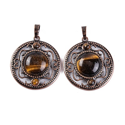 Natural Tiger Eye Pendants G-Q158-03-09-1