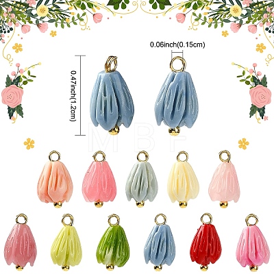 48Pcs 8 Colors Opaque Resin Charms PALLOY-YW00209-1