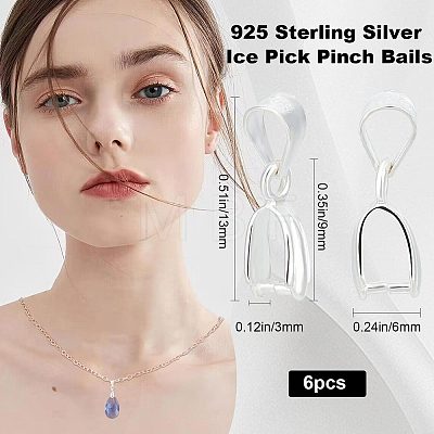 6Pcs 925 Sterling Silver Pendant Bails STER-CN0001-17-1