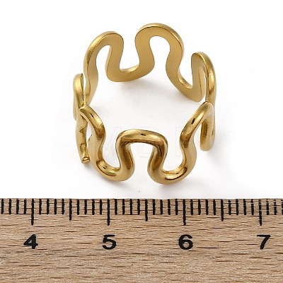 Wave 304 Stainless Steel Finger Rings for Women X-RJEW-F174-06G-1