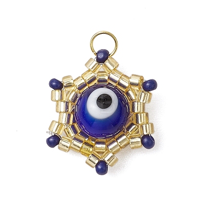 Beaded Star Eye Charms PALLOY-MZ00575-04-1