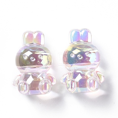 UV Plating Rainbow Iridescent Acrylic Beads OACR-H015-08-1
