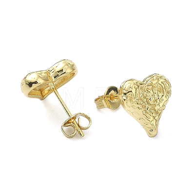 Brass Heart Stud Earrings for Valentine's Day EJEW-Q780-09G-1