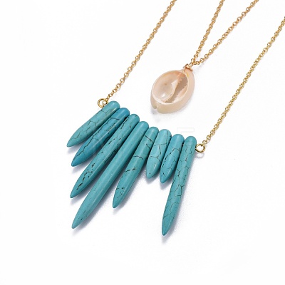 Dyed Synthetic Howlite Tiered Necklaces NJEW-JN02346-1