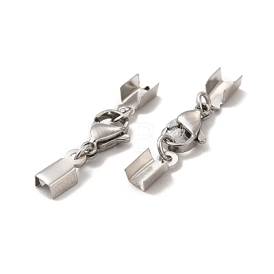 304 Stainless Steel Lobster Claw Clasps with Cord Ends STAS-H179-02P-1