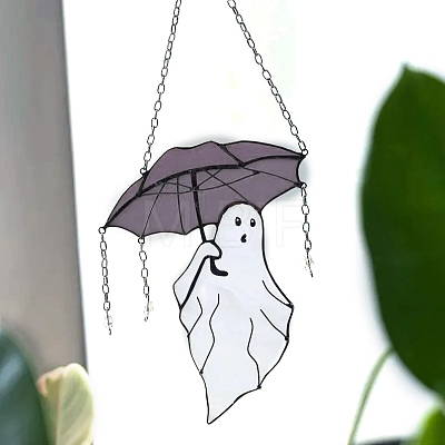 Umbrella Ghost Acrylic Hanging Suncatchers PW-WG55991-04-1