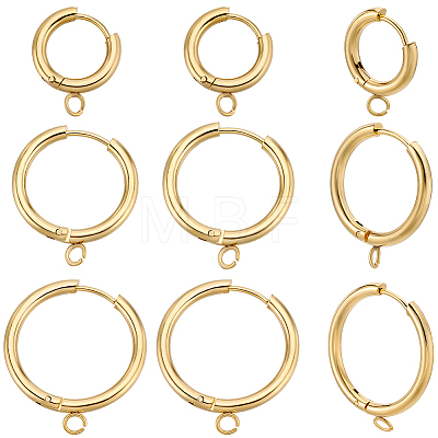 Beebeecraft 12Pcs 3 Style 201 Stainless Steel Huggie Hoop Earring Findings STAS-BBC0004-91G-1